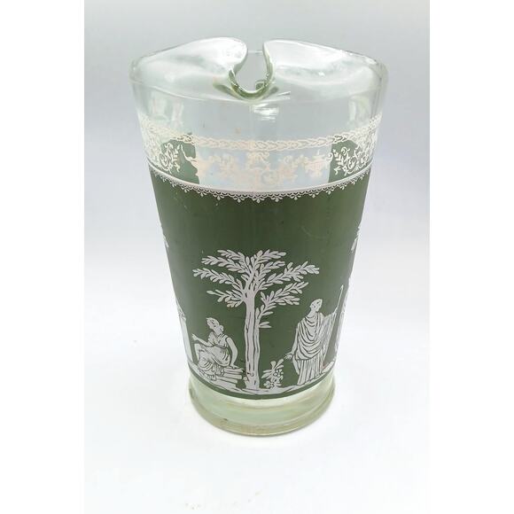 Vintage Jeannette Wedgewood Glass Greek Hellenic Pitcher - Picture 2 of 4